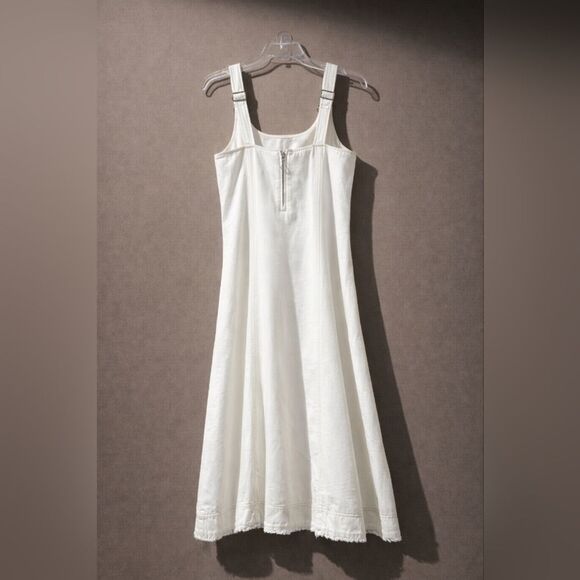 Madewell Denim Midi Sundress Scoopneck Sleeveless White Size M NWT Vacation - Picture 3 of 10